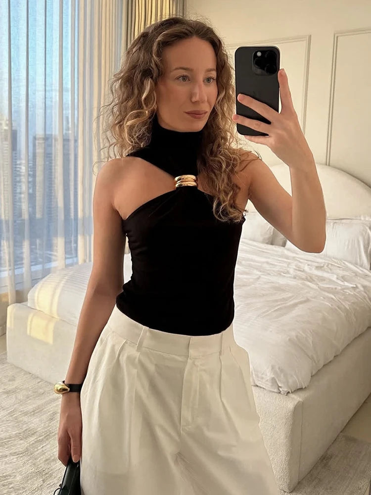 Glorol - Sleeveless Off-Shoulder Slim Top