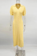 Glorol - Elegant Short Sleeves Loose Maxi Dress