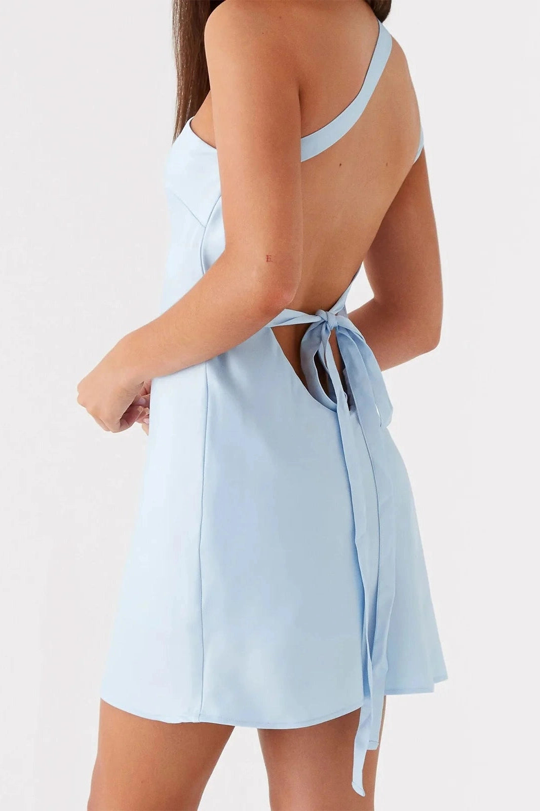 Glorol - Sleeveless One Shoulder Printed Mini Dress