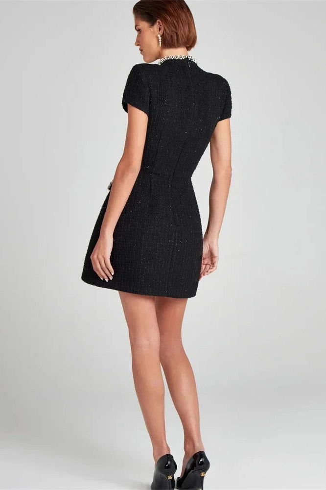 Glorol - Short Sleeve Patchwork Slim Mini Dress