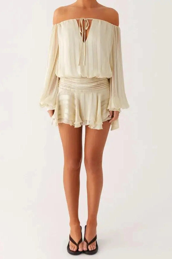 Glorol - Backless Strapless Long Sleeve Mini Dress