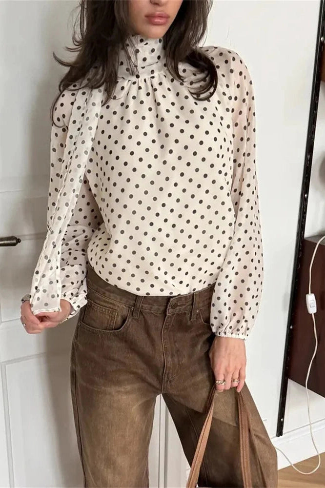 Glorol - Patchwork Loose Long Sleeve Lace-Up Top