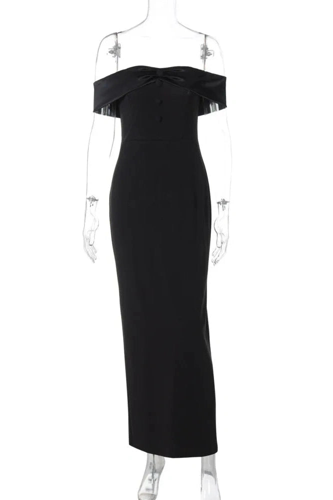 Glorol - Off-Shoulder Strapless Sleeveless Backless Bodycon Split Maxi Dress