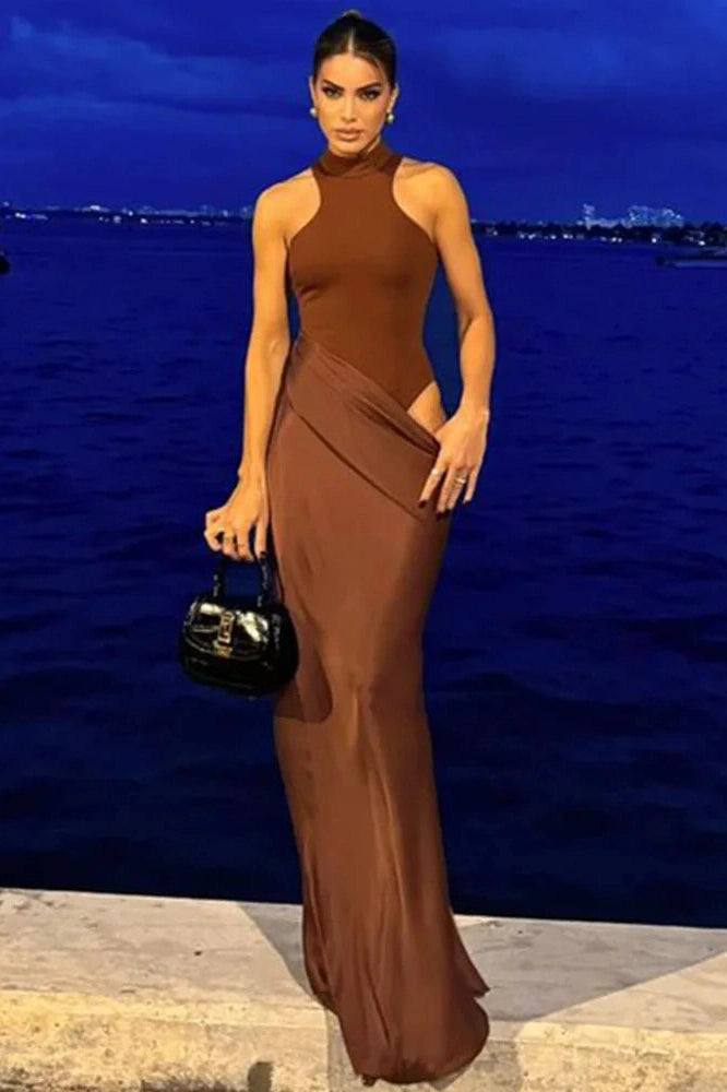 Glorol - Sleeveless Backless Bodycon Maxi Dress