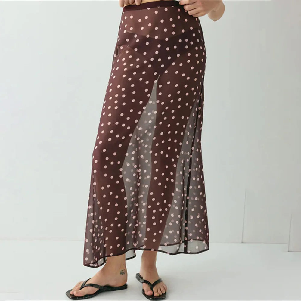 Glorol - High Waist See-Through Patchwork Skirt