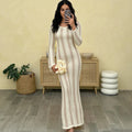 Glorol - Hollow Out See Through Backless Round Neck Maxi Dress