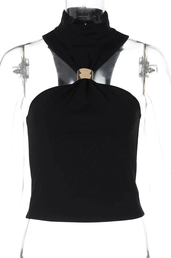 Glorol - Hollow Out Slim Patchwork Top