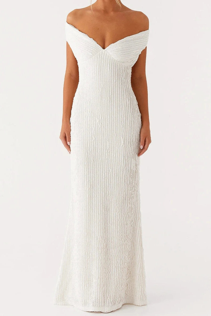 Glorol - Bodycon Off-Shoulder Slim Fit Maxi Dress