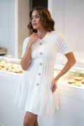 Glorol - Knitted Short Sleeve Zipper Mini Dress