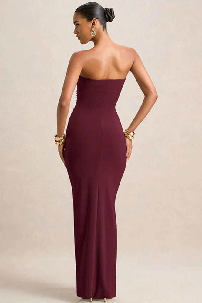 Glorol - Off-Shoulder Strapless Sleeveless Backless Bodycon Maxi Dress
