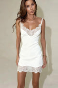 Glorol - Lace Backless Patchwork Sleeveless Bodycon Mini Dress