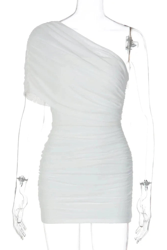 Glorol - Elegant One Shoulder Backless Sleeveless Mini Dress