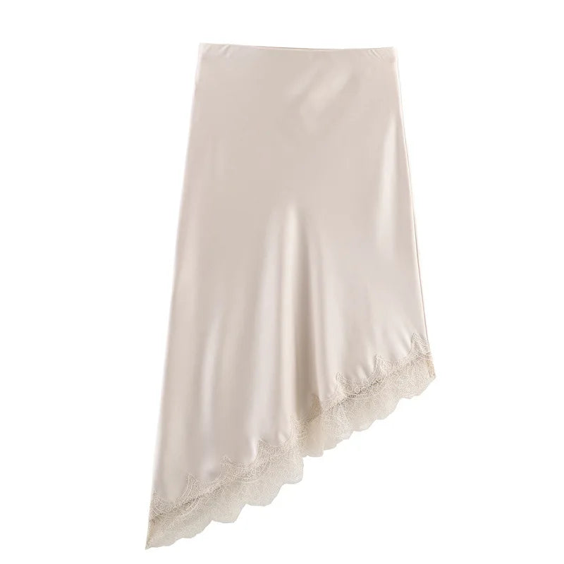 Glorol - High Waist Lace Patchwork Printed Skirt