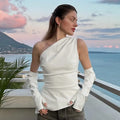 Glorol - PU Leather Sleeves Two Piece Slim Top