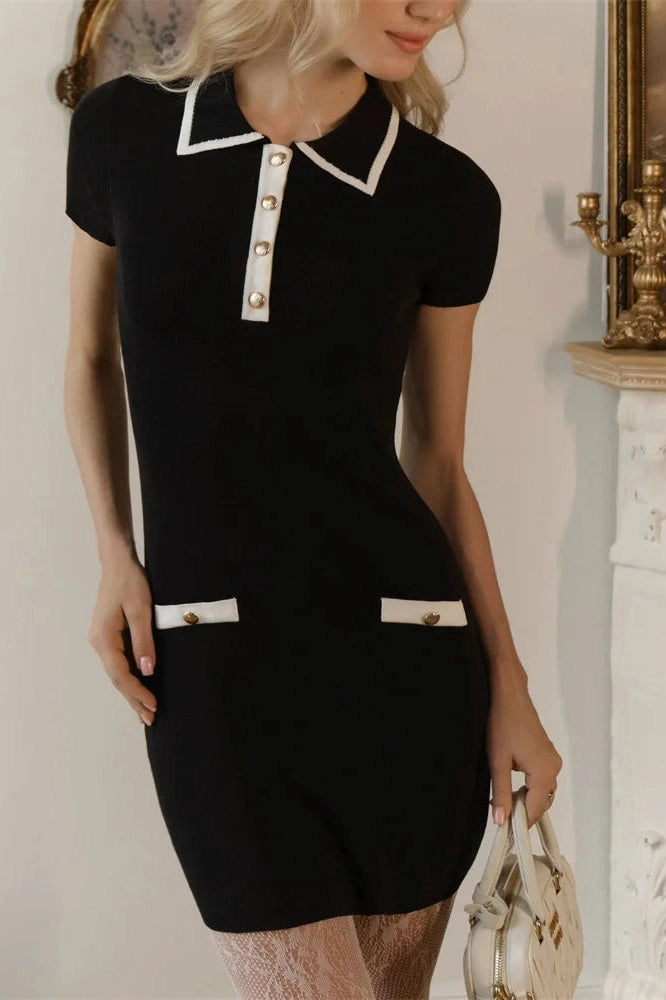 Glorol - Elegant Short Sleeve Bodycon Mini Dress