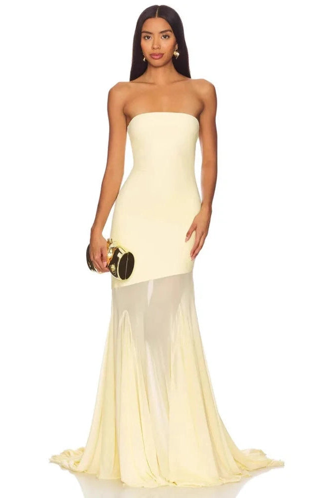 Glorol - Off-Shoulder Strapless Sleeveless Backless Bodycon Maxi Dress