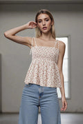 Glorol - Sleeveless Backless Tie-Up Plaid Top