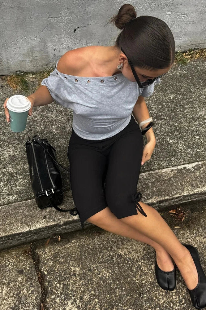 Glorol - Hollow Out One-Shoulder High Waist Top