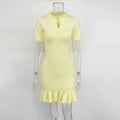 Glorol - Hollow Out Lace-Up Patchwork Mini Dress