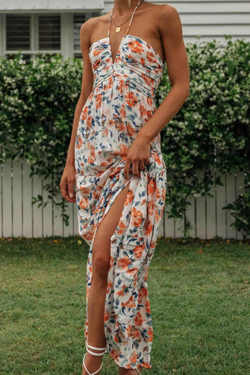 Glorol - Elegant Sleeveless Tie-Up Maxi Dress