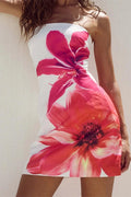 Glorol - Printed Slim High Waist Spaghetti Straps Patchwork Maxi Dress