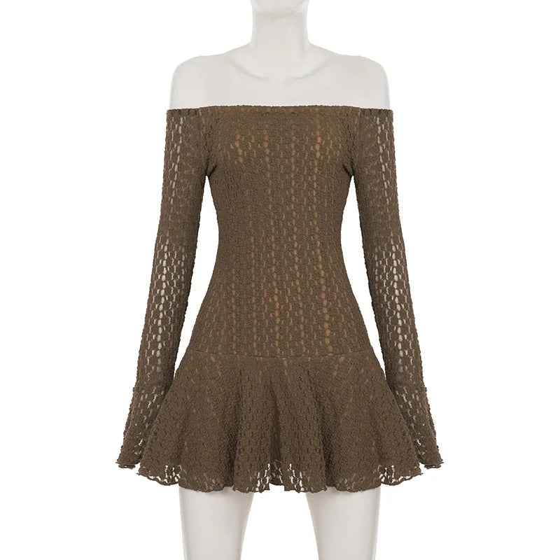 Glorol - Elegant Lace Backless Patchwork Mini Dress
