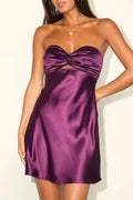 Glorol - Hollow Out Backless Off-Shoulder Sleeveless Pleated Mini Dress