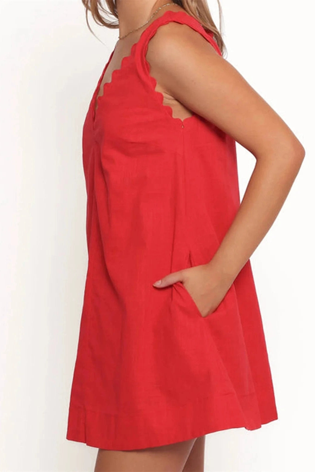 Glorol - V Neck Sleeveless A-Line Mini Dress