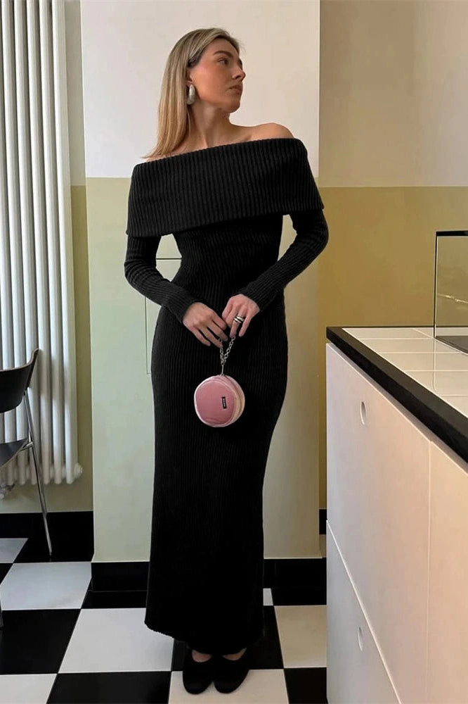 Glorol - Off-Shoulder High Waist Maxi Dress
