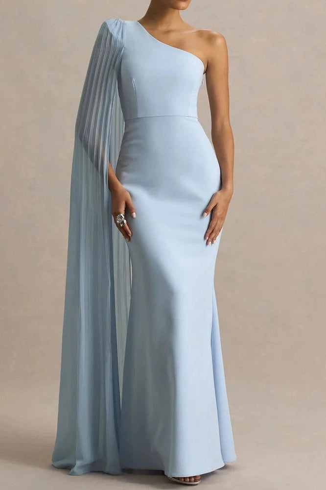 Glorol - Elegant High Waist Sleeveless Slash Collar Slim Maxi Dress