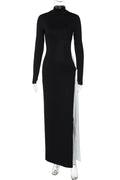 Glorol - Elegant Hollow Out Turtleneck Long Sleeve Maxi Dress