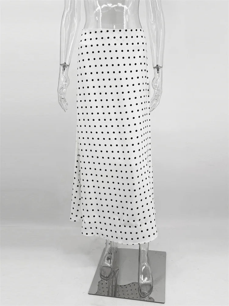 Glorol - High Waist Polka Dot Printed Skirt