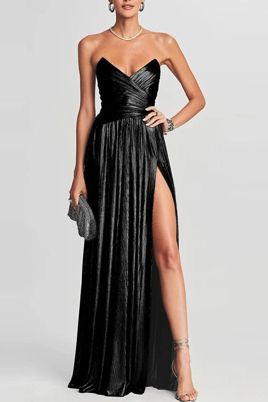 Glorol - Elegant Off-Shoulder High Waist Slim Maxi Dress