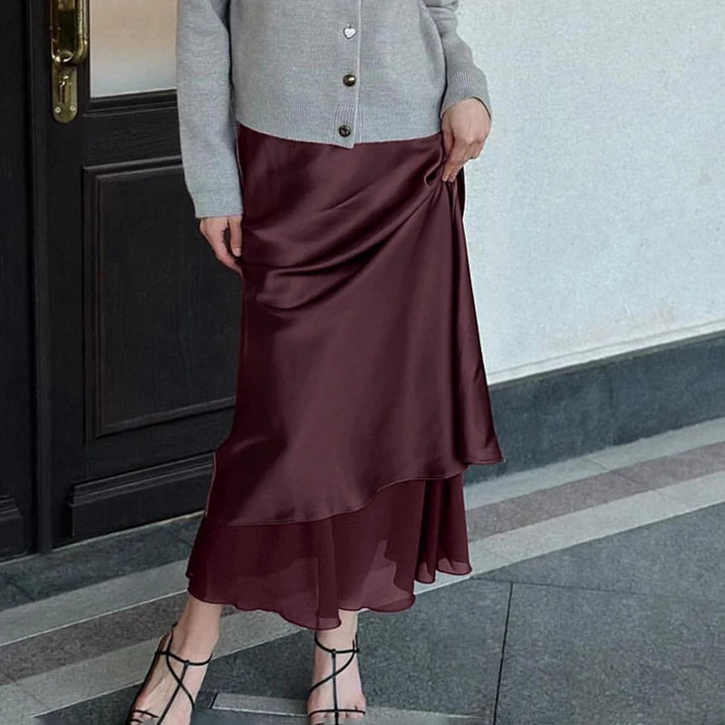 Glorol - High Waist Double-Layer Splicing Skirt