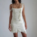 Glorol - Lace Sleeveless Bodycon Irregular Mini Dress