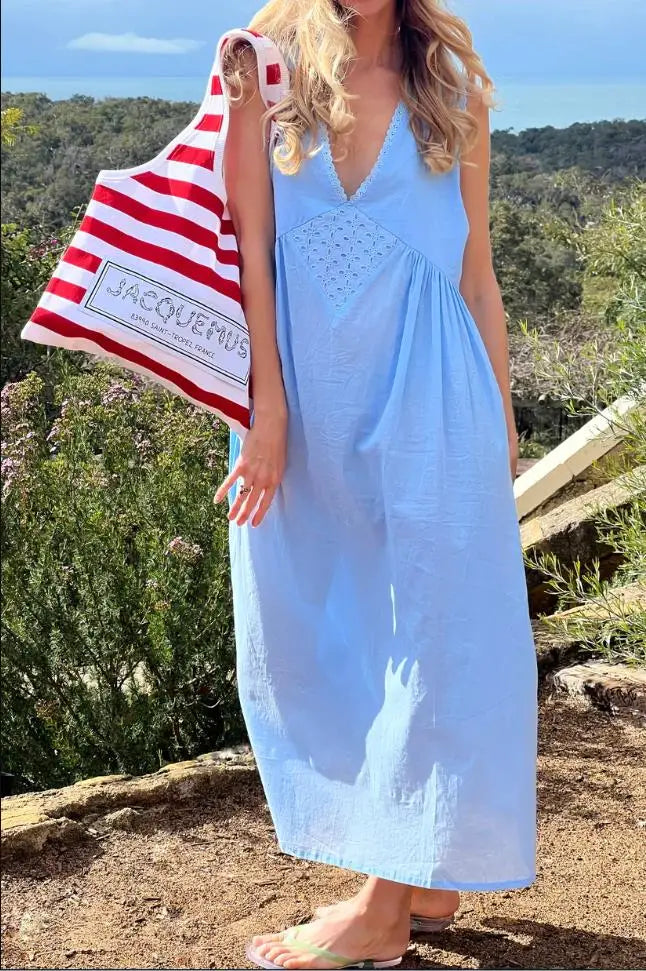 V-Neck Sleeveless Maxi Dress
