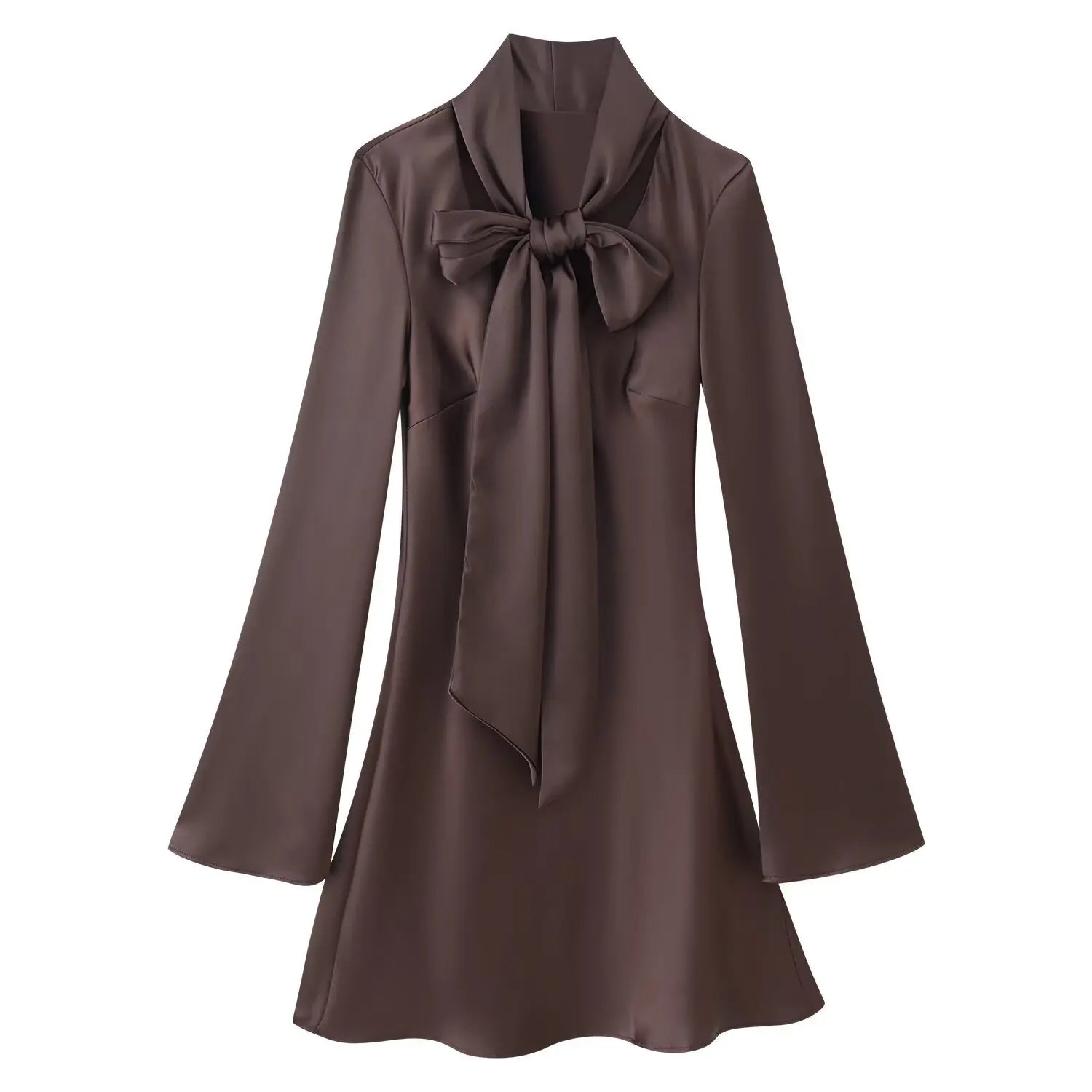 Glorol - Scarf V Neck Patchwork Lace Up Mini Dress