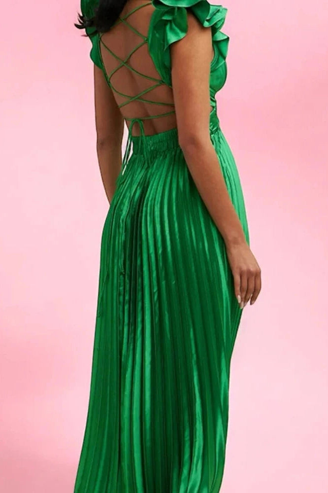 Glorol - Elegant Hollow Out Backless Sleeveless High Waist Maxi Dress