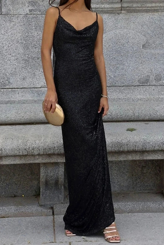Hollow Out V-Neck Sleeveless Backless Maxi Dress