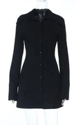 Glorol - Elegant Slim Long Sleeve High Waist Button Mini Dress