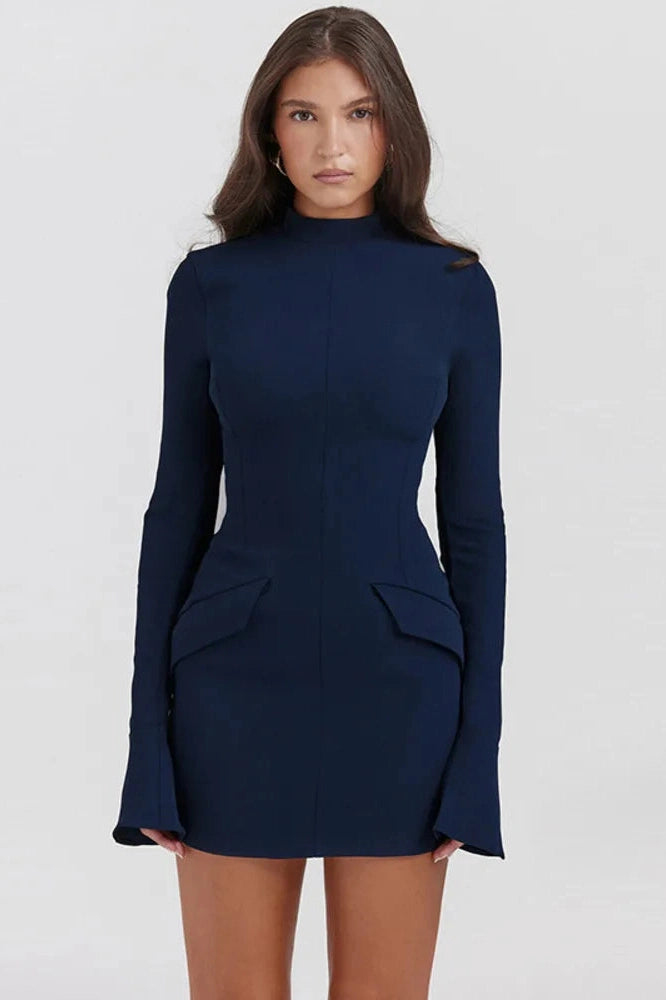 Glorol - Elegant Long Sleeve Bodycon Mini Dress