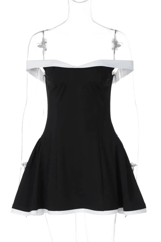 Glorol - Off-shoulder Strapless Sleeveless High Waist A-line Mini Dress