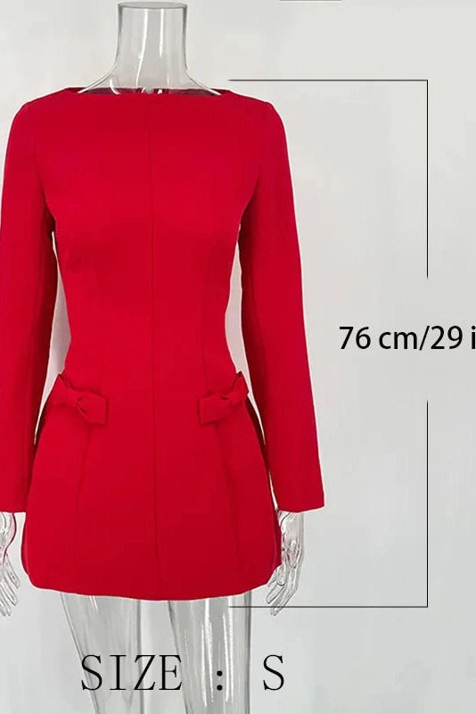 Glorol - Elegant Long Sleeve Bodycon High Waist Mini Dress