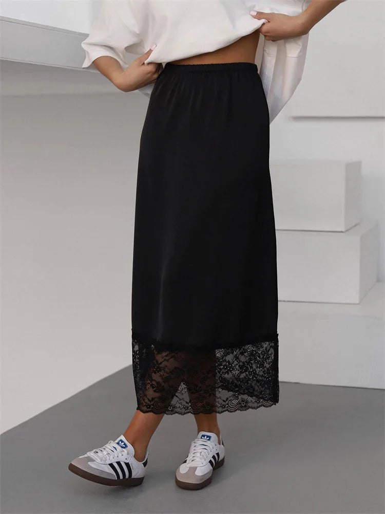 Glorol - Elegant High Waist Patchwork Lace Skirt