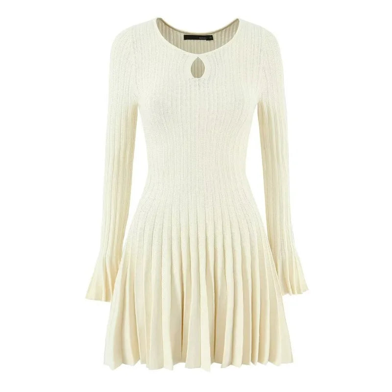 Glorol - Hollow Out High Waist Long Sleeve Mini Dress