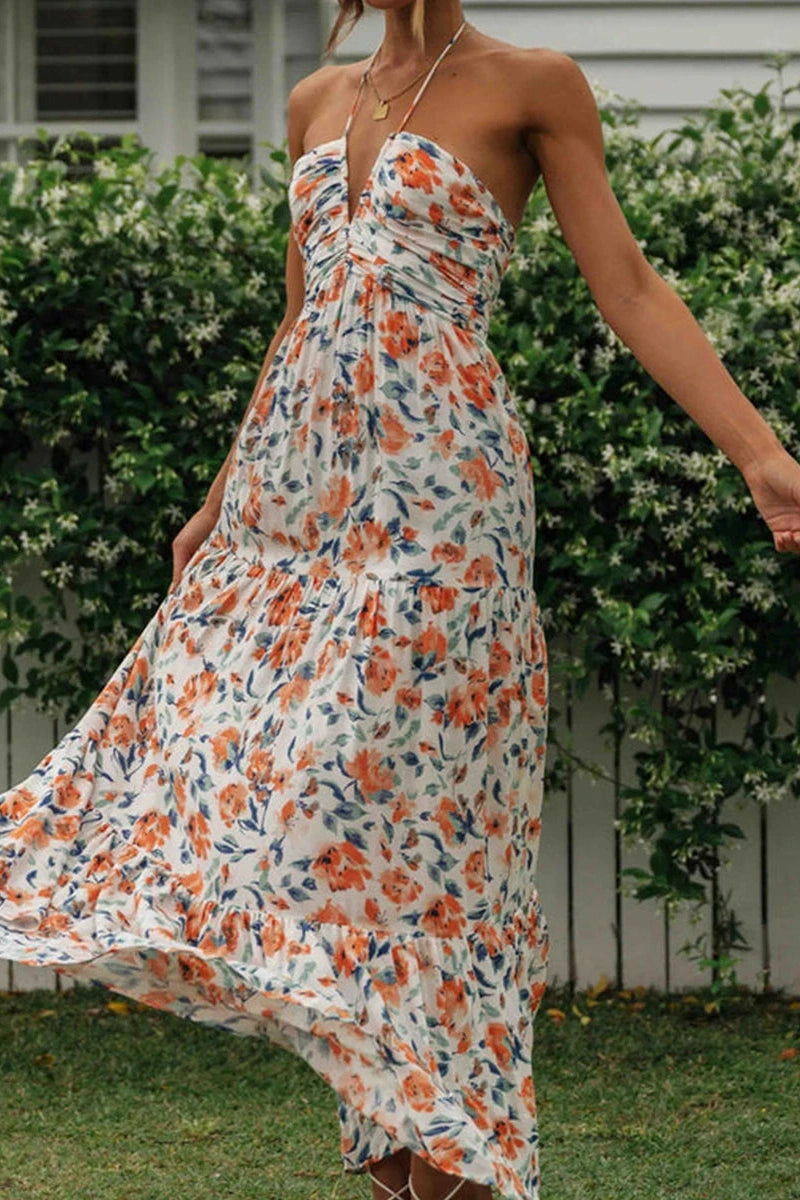Glorol - Elegant Sleeveless Tie-Up Maxi Dress