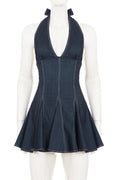 Glorol - Elegant Pleated Sleeveless Backless Slim Mini Dress