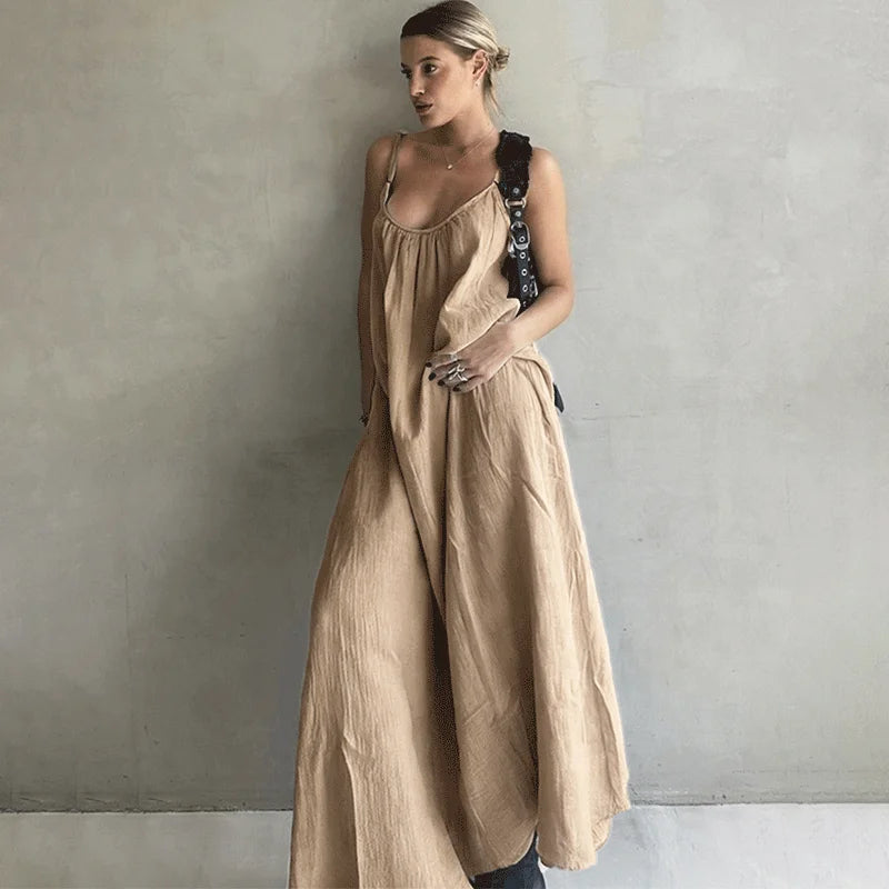 Glorol - Elegant Patchwork Sleeveless Backless Maxi Dress