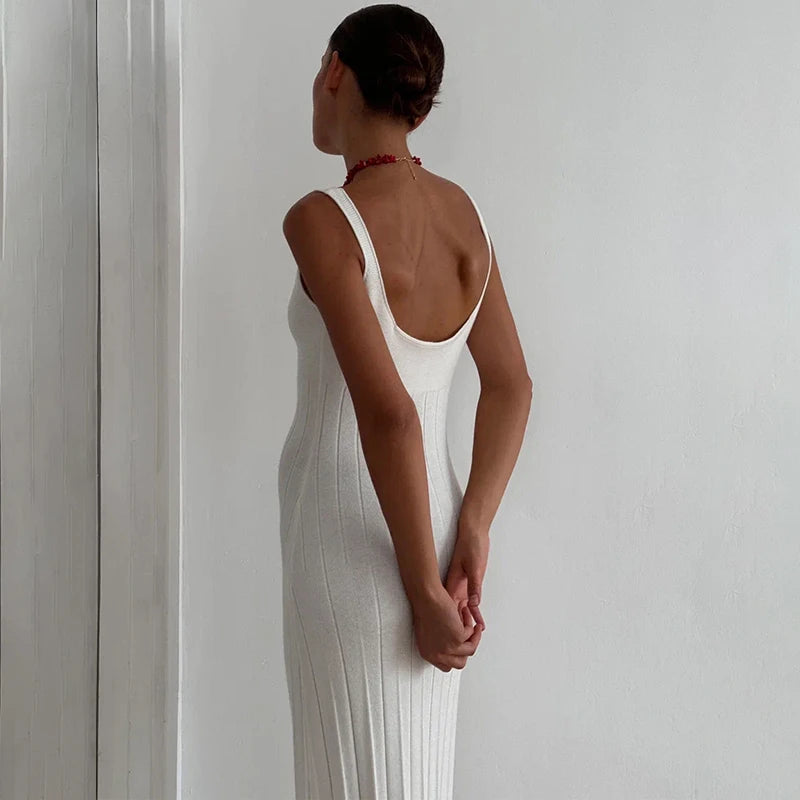 Glorol - Knitted Sleeveless Slim Maxi Dress