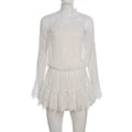 Glorol - See Through Lace Long Sleeve High Waist Mini Dress